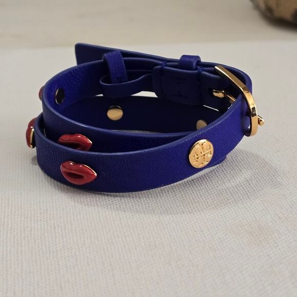 Tory Burch Blue and Red Lips Wrap Bracelet - Picture 2 of 10